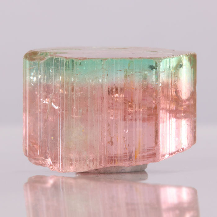 53ct Bicolor Pink & Green Tourmaline Crystal from Congo title=