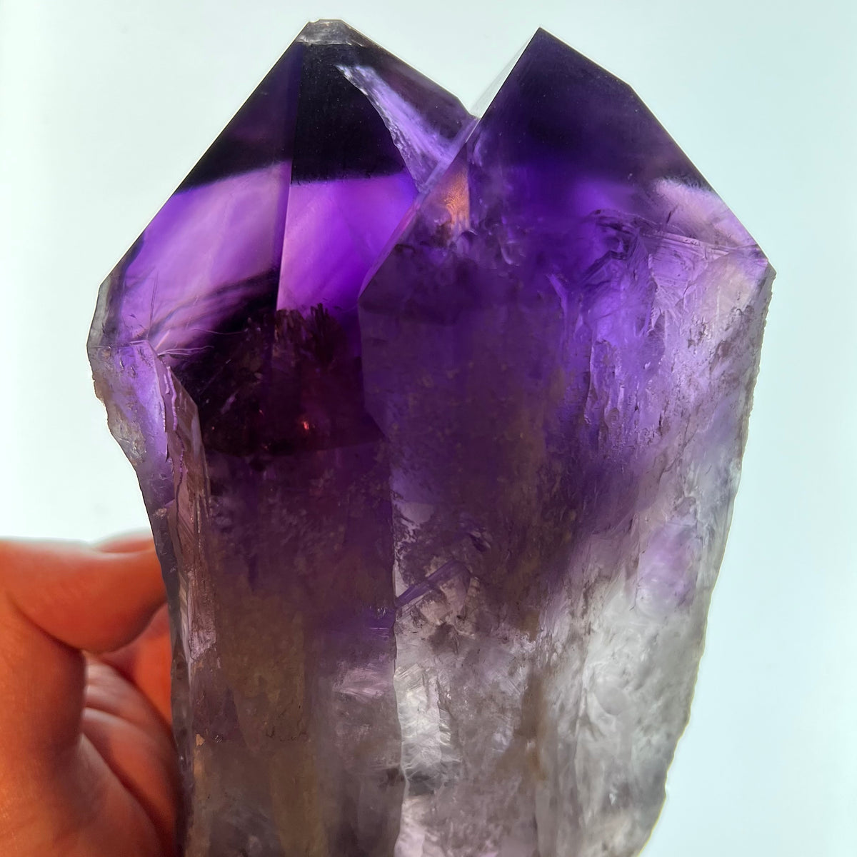 Deep Purple Double Point Amethyst Root Crystal title=