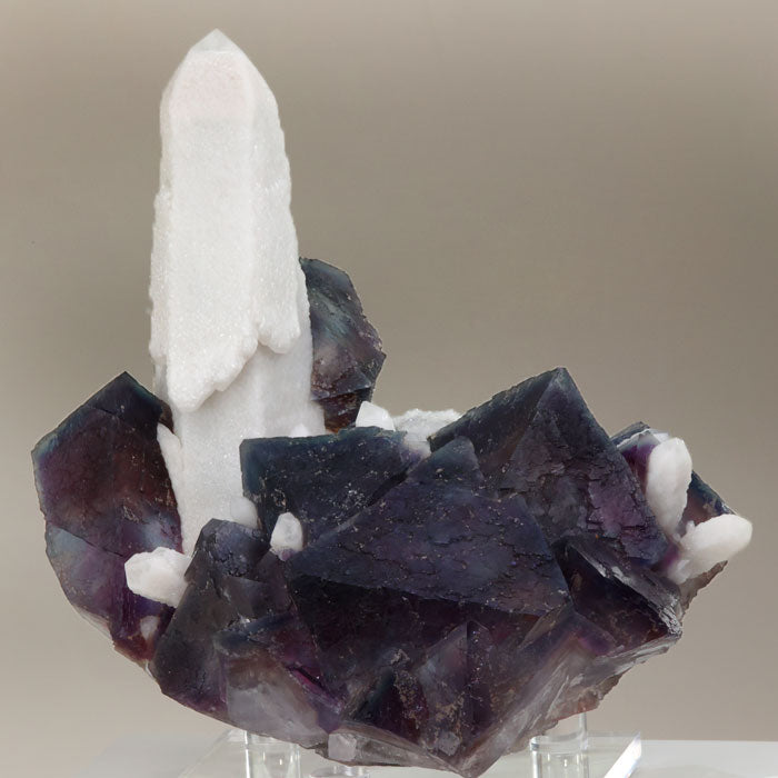 2332g Chinese White Quartz Crystal Specimen with Multi Color Fluorite title=