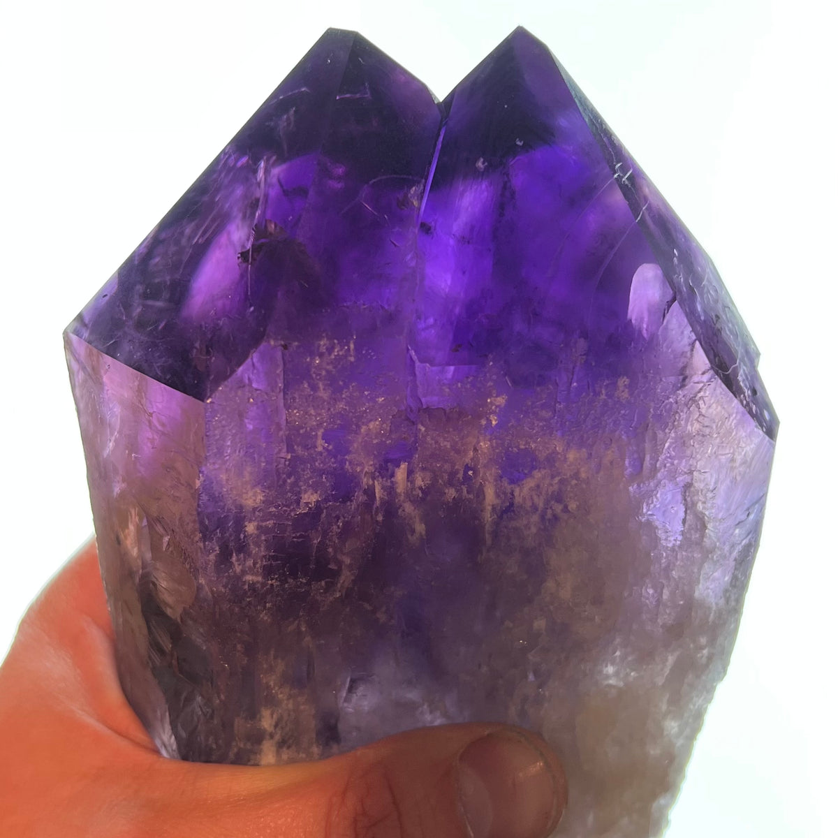 1934g Large Double Point Deeply Saturated Amethyst Crystal Root title=