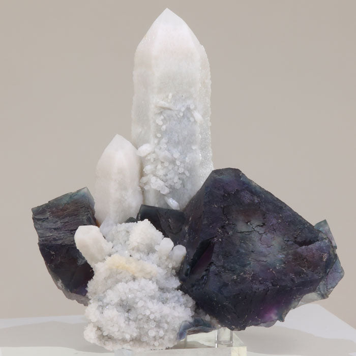 1394g Beautiful White Quartz Crystal Specimen with Fluorite title=